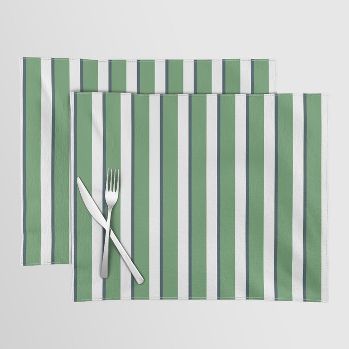 Preppy Green White Stripe Placemat Gallery Image 1