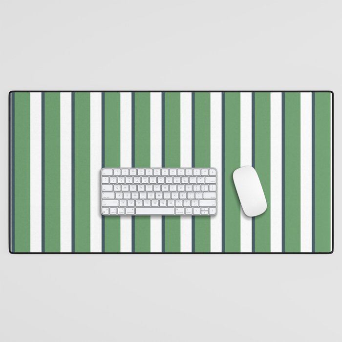 Preppy Green White Stripe Desk Mat Gallery Image 1