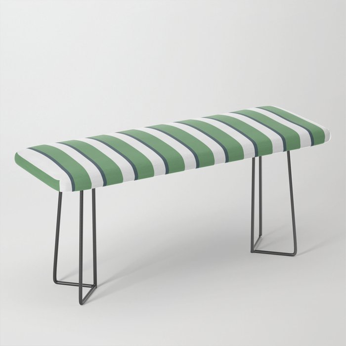 Preppy Green White Stripe Bench Gallery Image 1