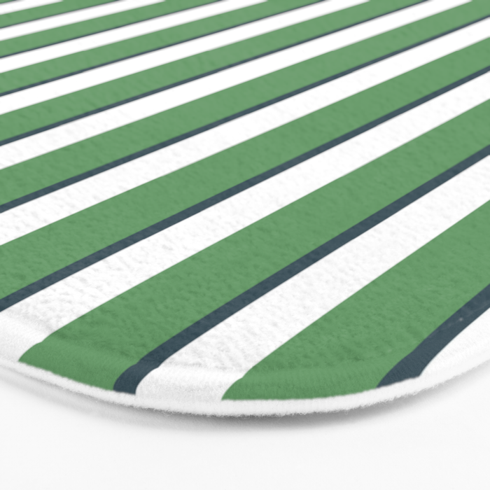 Preppy Green White Stripe Bath Mat Gallery Image 3