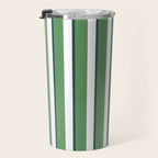 Preppy Green White Stripe Travel Mug Gallery Image 3
