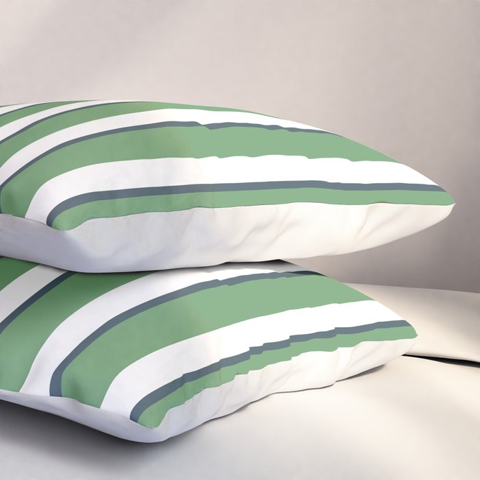 Preppy Green White Stripe Pillow Sham Gallery Image 3