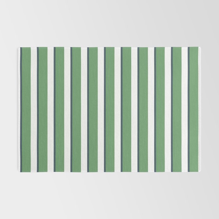 Preppy Green White Stripe Rug Gallery Image 2