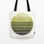 Olive Green Mid Century Modern Minimalist Scandinavian Colorful Stripes Geometric Pattern Round Circ Tote Bag Gallery Image 1