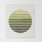 Olive Green Mid Century Modern Minimalist Scandinavian Colorful Stripes Geometric Pattern Round Circ Throw Blanket Gallery Image 2