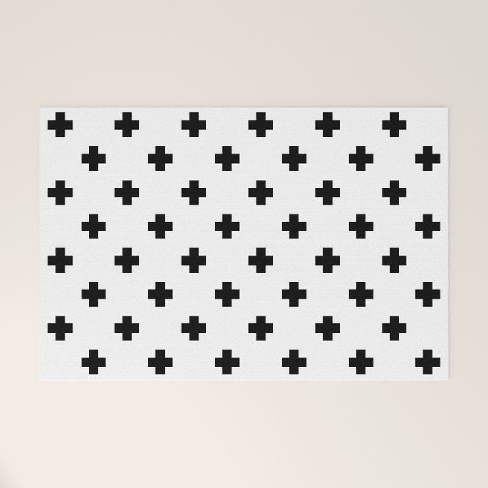 Black and White Swiss Cross Pattern Welcome Mat Gallery Image 1