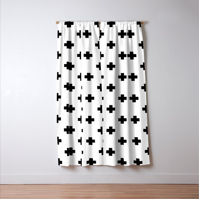 Black and White Swiss Cross Pattern Window Curtain Gallery Image 3