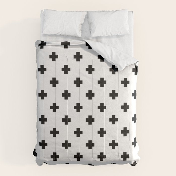 Black and White Swiss Cross Pattern Comforter Gallery Image 6