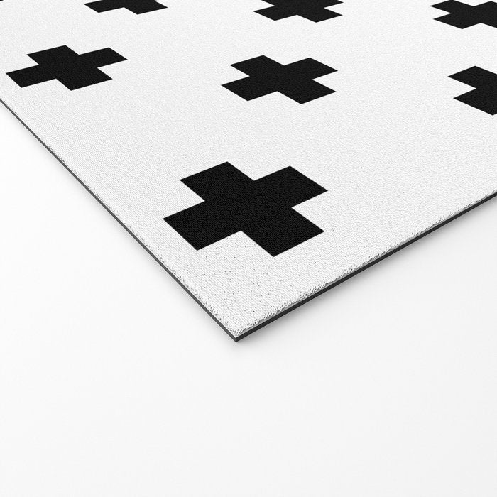Black and White Swiss Cross Pattern Welcome Mat Gallery Image 2