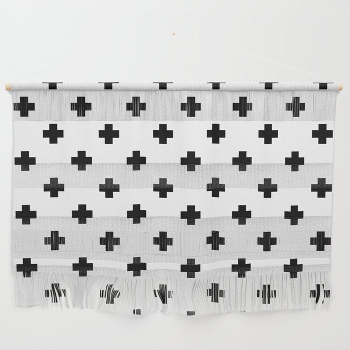 Black and White Swiss Cross Pattern Wall Hanging Gallery Image 1