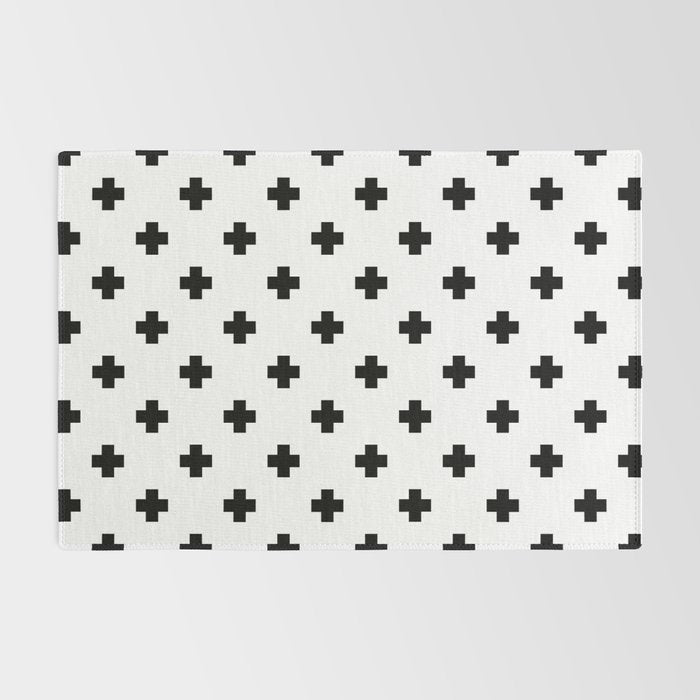 Black and White Swiss Cross Pattern Rug Gallery Image 2