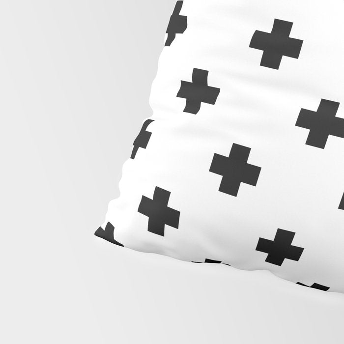 Black and White Swiss Cross Pattern Pillow Sham Gallery Image 4