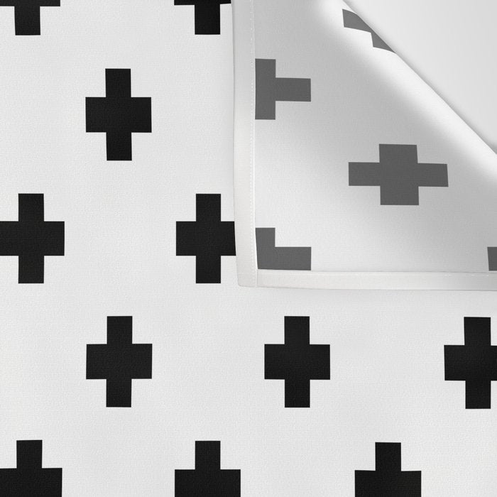 Black and White Swiss Cross Pattern Wall Tapestry Gallery Image 3