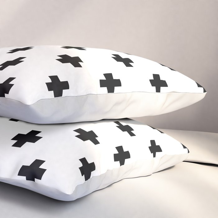 Black and White Swiss Cross Pattern Pillow Sham Gallery Image 3