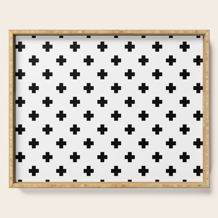 Black and White Swiss Cross Pattern Serving Tray Gallery Image 1