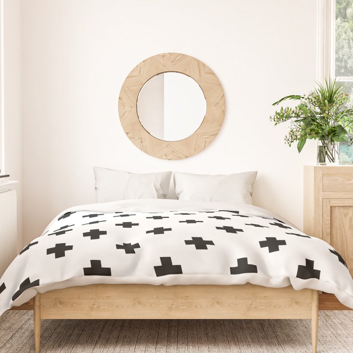 Black and White Swiss Cross Pattern Duvet Cover Gallery Image 3