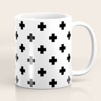Black and White Swiss Cross Pattern Coffee Mug Gallery Image 1