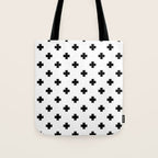 Black and White Swiss Cross Pattern Tote Bag Gallery Image 1