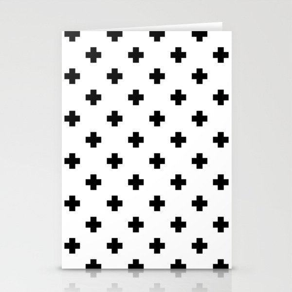 Black and White Swiss Cross Pattern Stationery Card Gallery Image 1