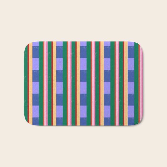 Woven Color Block Stripes Bath Mat Gallery Image 1