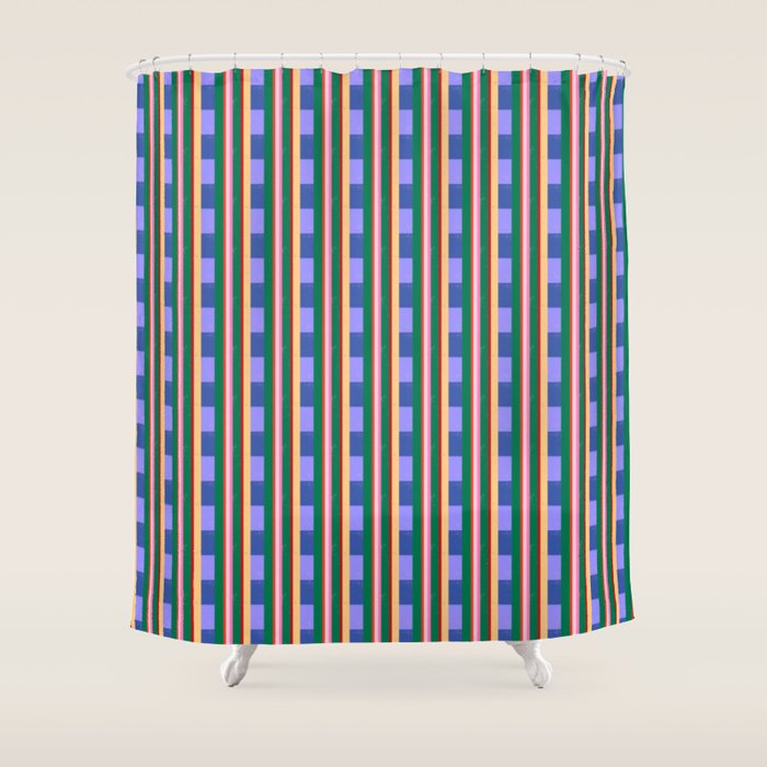 Woven Color Block Stripes Shower Curtain Gallery Image 1