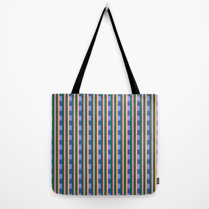 Woven Color Block Stripes Tote Bag Gallery Image 2