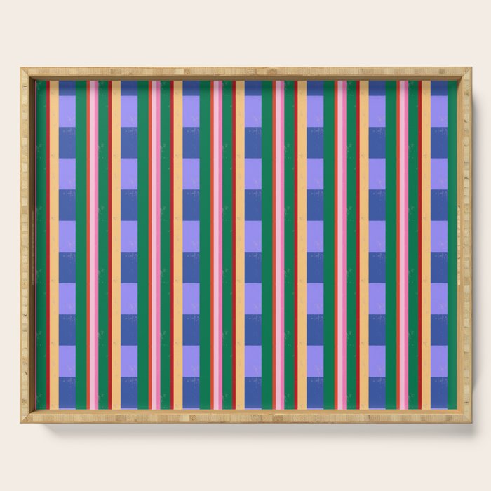Woven Color Block Stripes Serving Tray Gallery Image 1