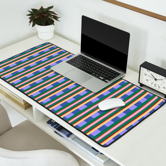 Woven Color Block Stripes Desk Mat Gallery Image 2