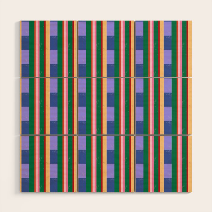 Woven Color Block Stripes Wood Wall Art Gallery Image 1