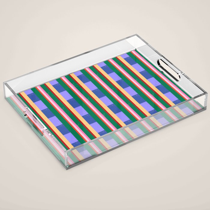 Woven Color Block Stripes Acrylic Tray Gallery Image 1