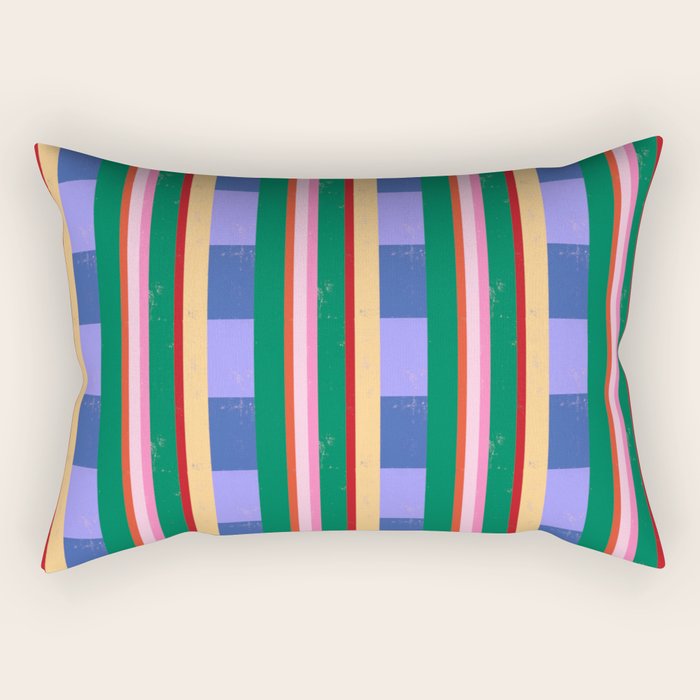 Woven Color Block Stripes Rectangular Pillow Gallery Image 1