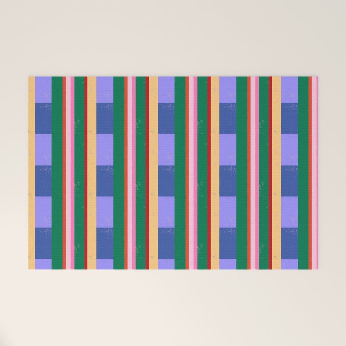 Woven Color Block Stripes Welcome Mat Gallery Image 1