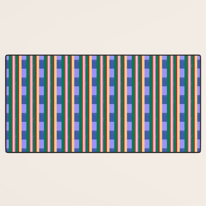 Woven Color Block Stripes Desk Mat Gallery Image 3