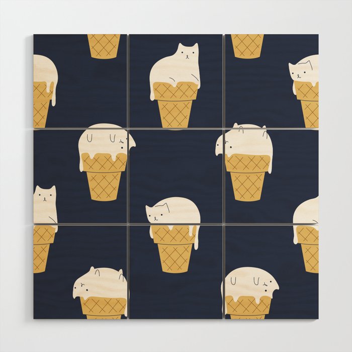 Meowlting Pattern Wood Wall Art Gallery Image 1