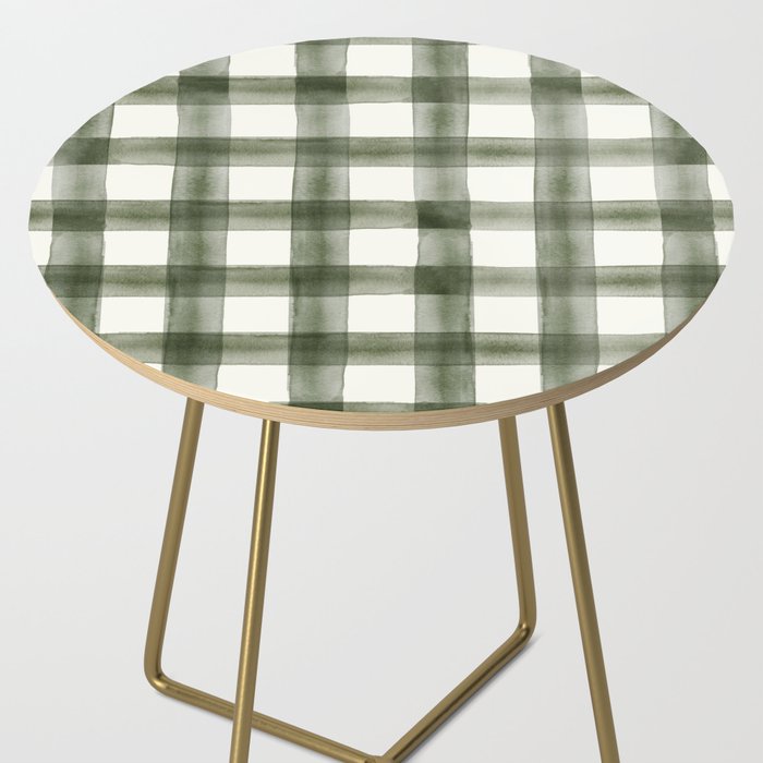 watercolor plaid - dark green Side Table Gallery Image 2