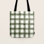 watercolor plaid - dark green Tote Bag Gallery Image 1