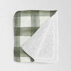 watercolor plaid - dark green Throw Blanket Gallery Image 3