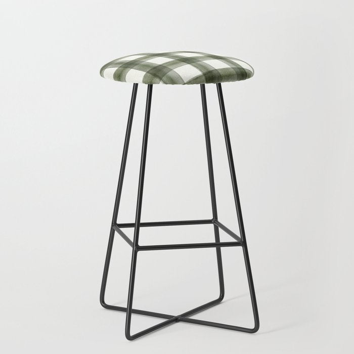 watercolor plaid - dark green Stool Gallery Image 1