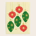 Vintage Christmas Ornaments Baubles Red Green Poster Gallery Image 4