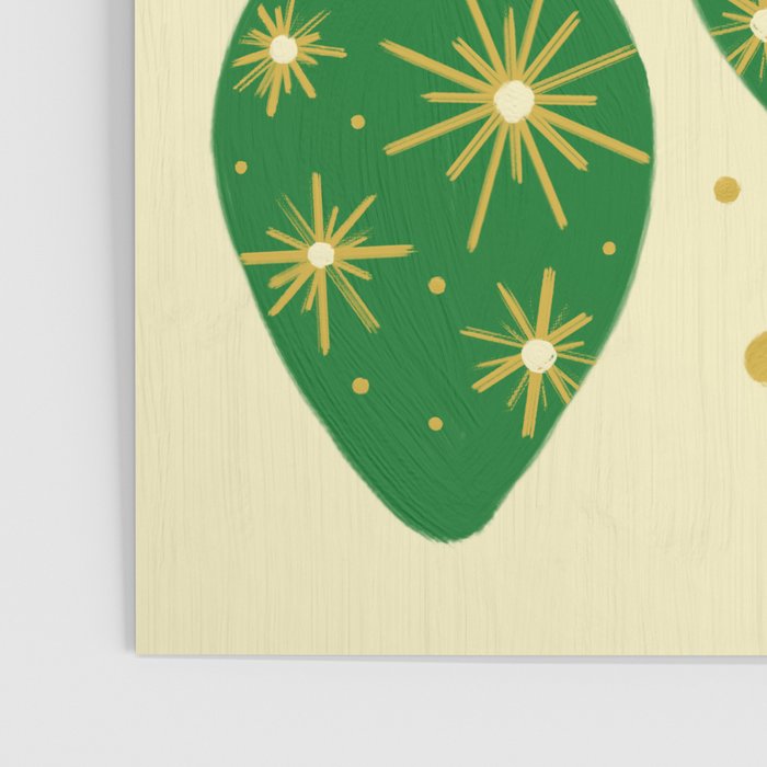 Vintage Christmas Ornaments Baubles Red Green Poster Gallery Image 3