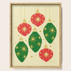 Vintage Christmas Ornaments Baubles Red Green Serving Tray Gallery Image 1