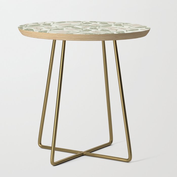 Abstract Organic Flowers in Sage Green, Blush Pink and Cream Side Table Gallery Image 1