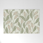 Abstract Organic Flowers in Sage Green, Blush Pink and Cream Welcome Mat Gallery Image 1