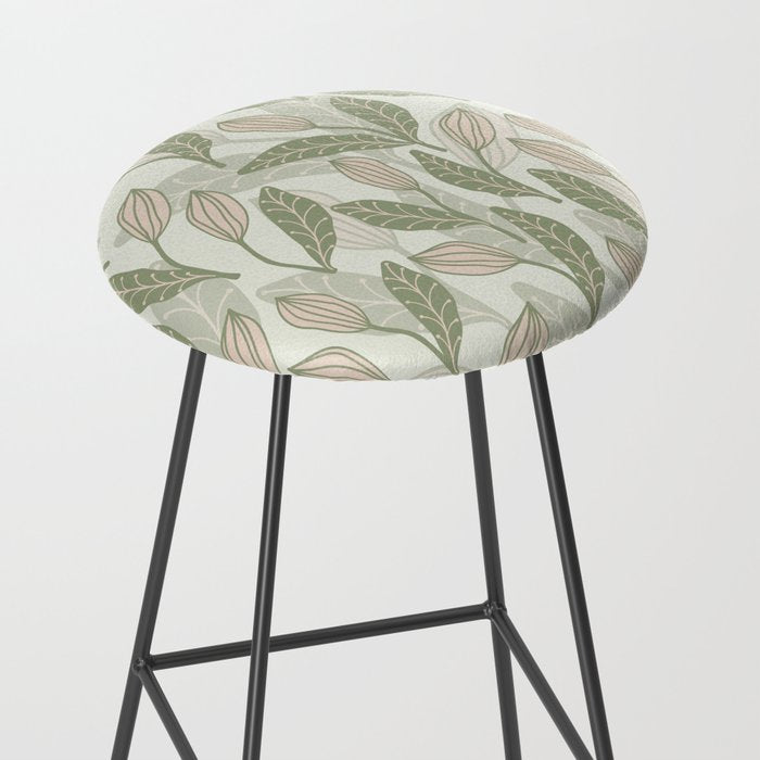 Abstract Organic Flowers in Sage Green, Blush Pink and Cream Stool Gallery Image 2
