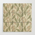 Abstract Organic Flowers in Sage Green, Blush Pink and Cream Wood Wall Art Gallery Image 1
