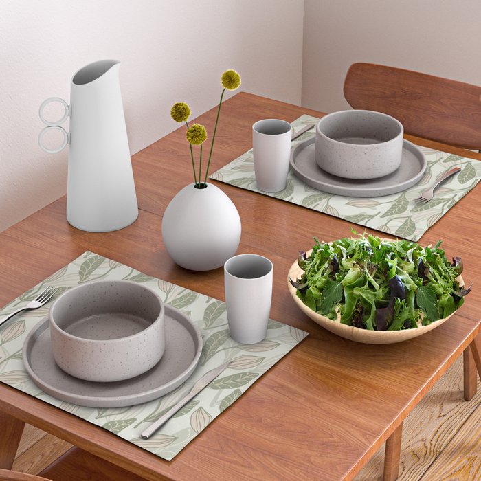 Abstract Organic Flowers in Sage Green, Blush Pink and Cream Placemat Gallery Image 2