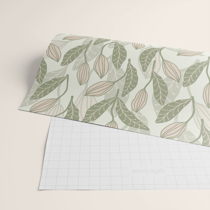 Abstract Organic Flowers in Sage Green, Blush Pink and Cream Wrapping Paper Gallery Image 2