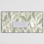Abstract Organic Flowers in Sage Green, Blush Pink and Cream Desk Mat Gallery Image 1