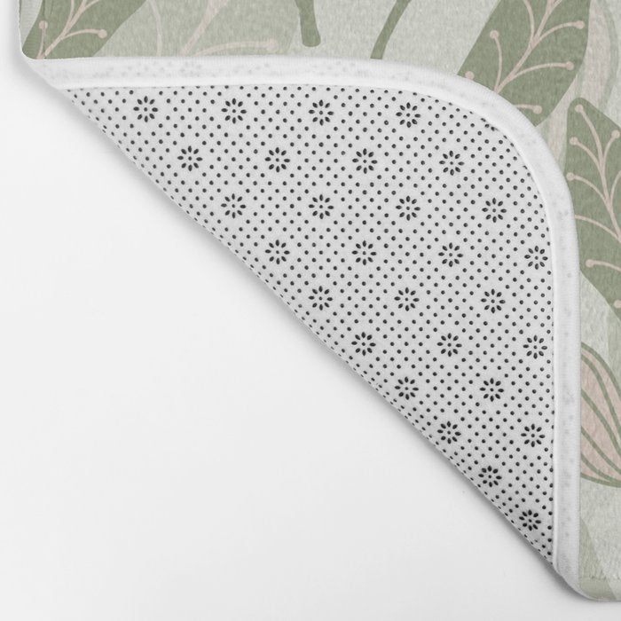 Abstract Organic Flowers in Sage Green, Blush Pink and Cream Bath Mat Gallery Image 2