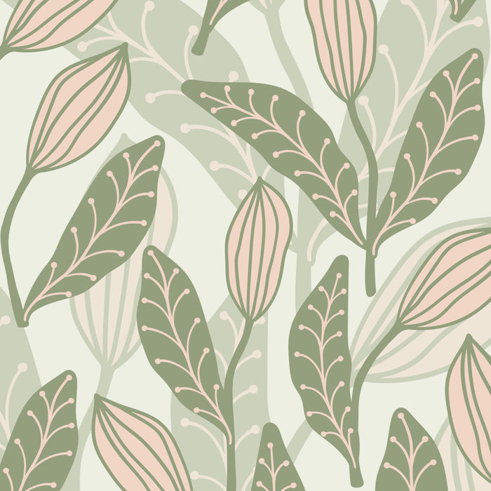 Abstract Organic Flowers in Sage Green, Blush Pink and Cream Coffee Mug Gallery Image 2